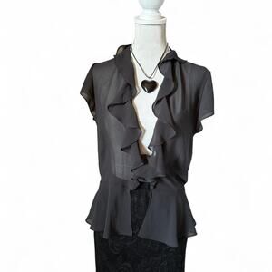 Vintage Victoria’s Secret Sheer Ruffle Blouse 🖤 Dark Romantic Fairy Goth
